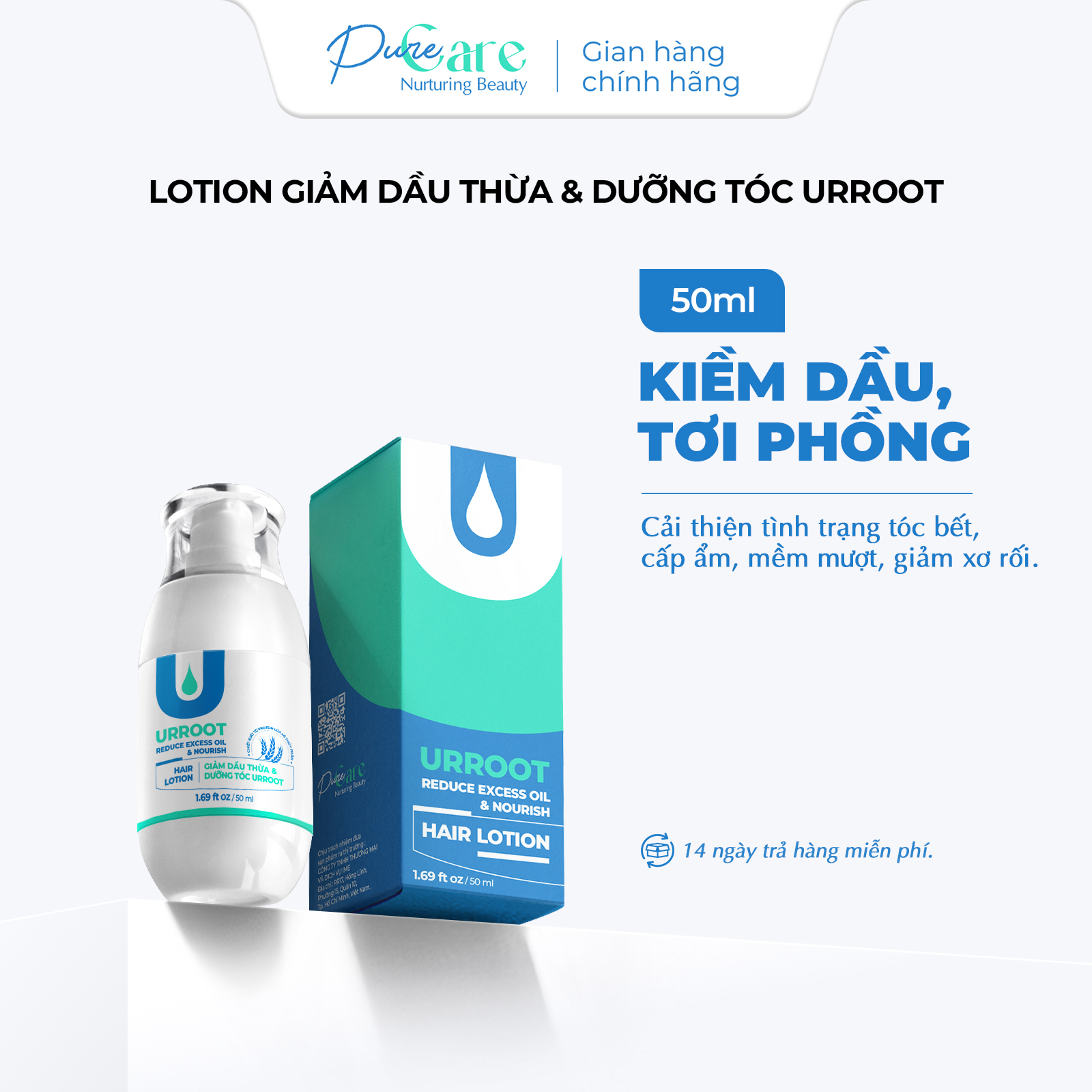 Lotion Giảm Dầu Thừa và Dưỡng Tóc Urroot 50ml